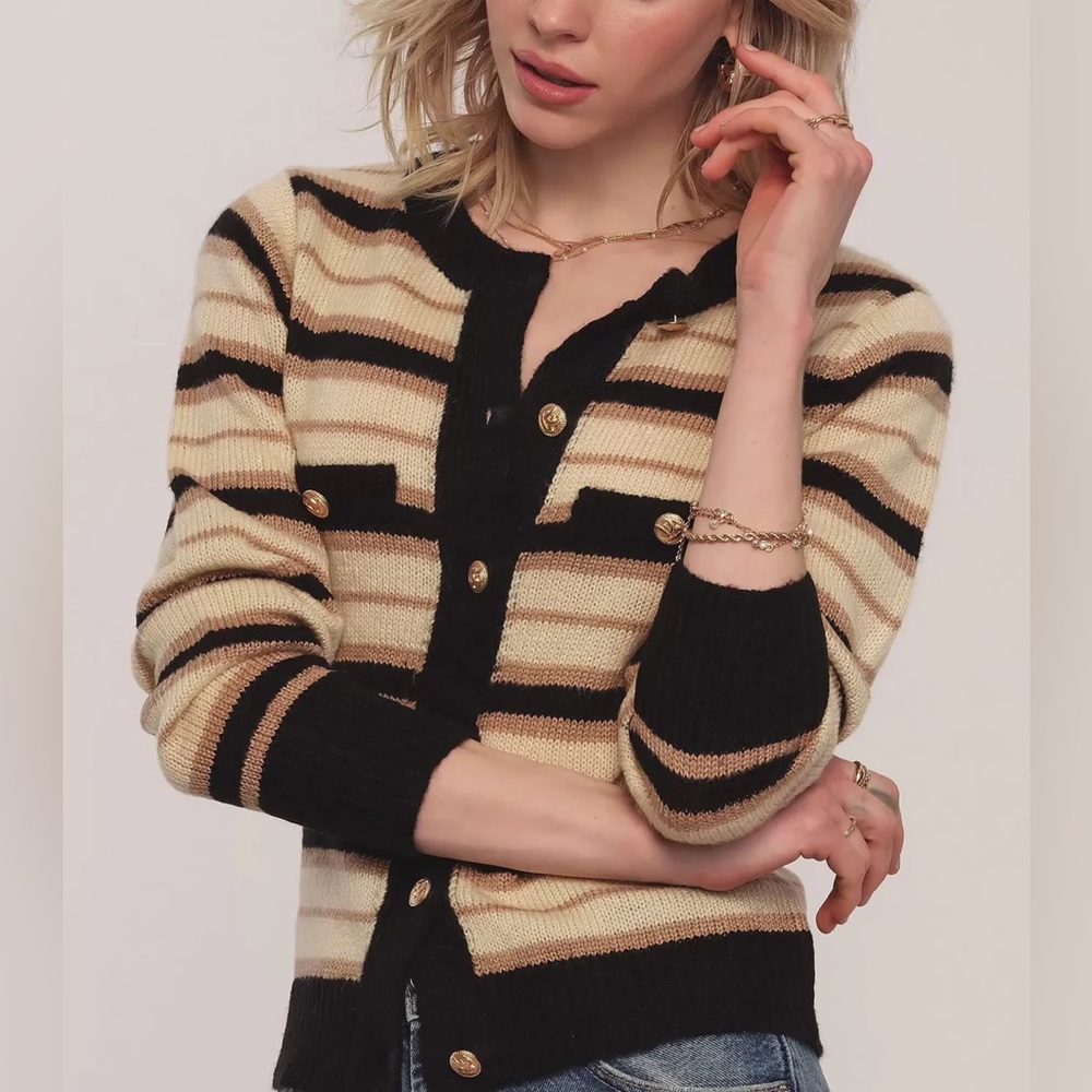 Heartloom Black and Tan Striped Cardigan never worn can - Picture 5 of 10